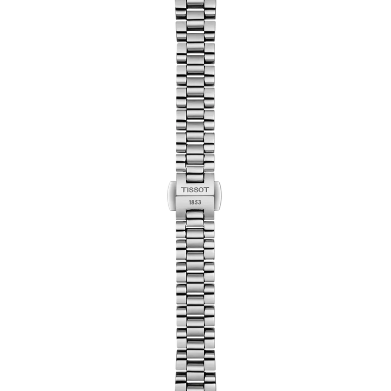 Tissot women’s stainless steel watch bracelet with branded folding clasp