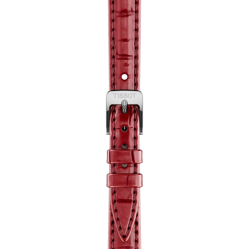 Tissot Ladies 'SRV' rectangular Red Dial & Leather Watch