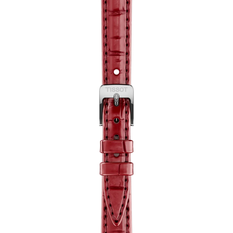 Tissot Ladies 'SRV' rectangular Red Dial & Leather Watch