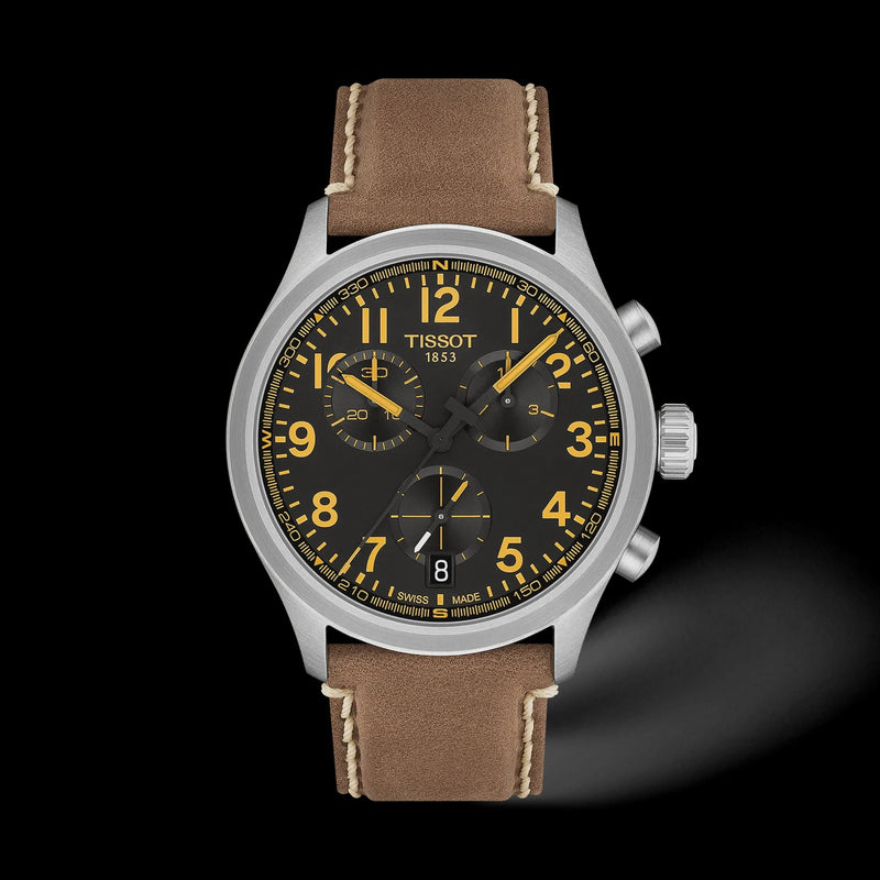 Tissot Chrono L Classic Quartz Black Dial Brown Leather Watch