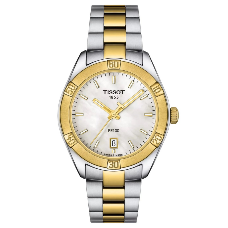 Tissot PR 100 Quartz Sport Chic Bi-Metal Mother of Pearl Dial Watch