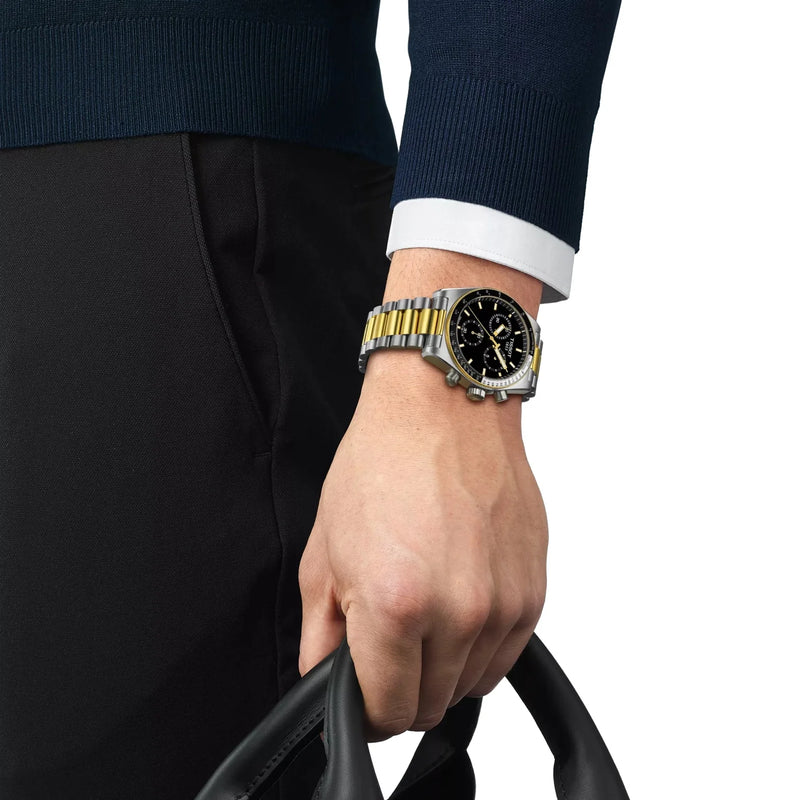Tissot PR516 Chronograph Bi-Metal Black Dial Watch
