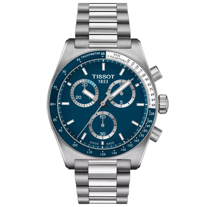 Tissot PR516 Chronograph Stainless Steel Blue Dial Watch
