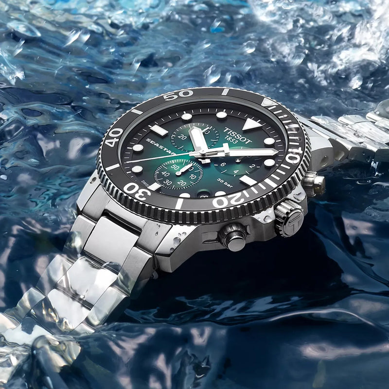 Tissot Seastar 1000 Quartz Chronograph Graded Green-Black Dial