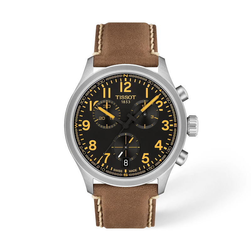 Tissot Chrono L Classic Quartz Black Dial Brown Leather Watch