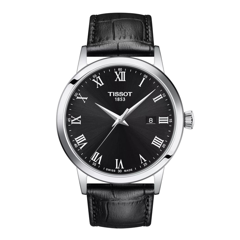 Tissot Classic Dream 42mm Black Dial Leather Strap Watch