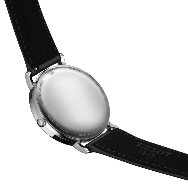 Tissot Everytime 40mm Black Leather Stainless Steel Blue Dial Watch