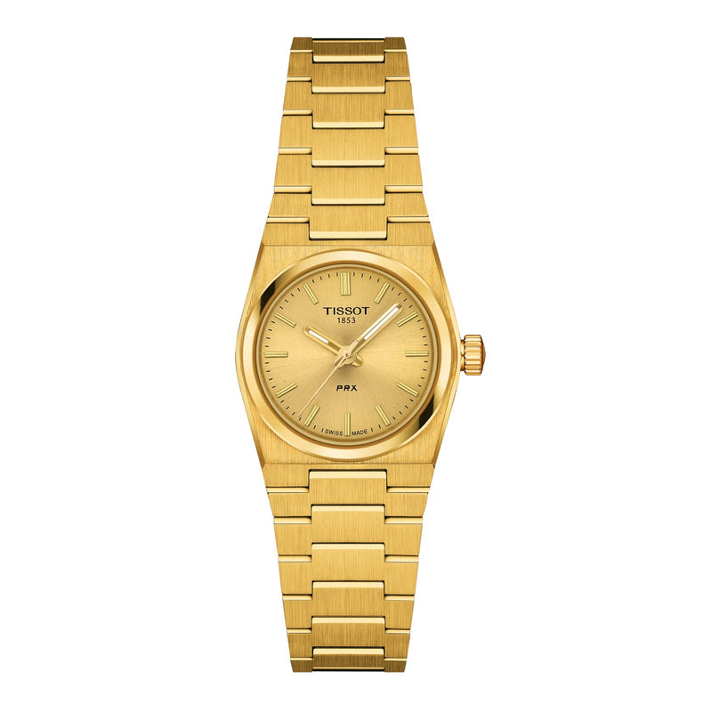 Gold Tissot watch on a white background