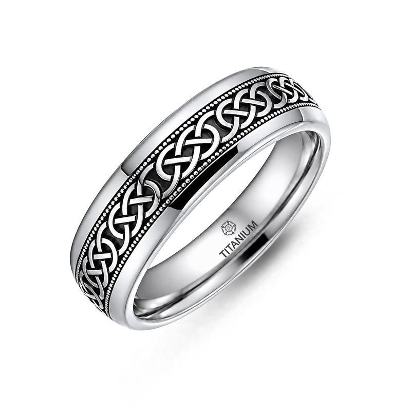 Titanium Grooved Domed Court Celtic Ring