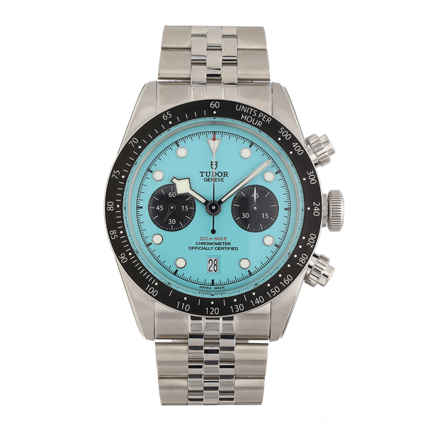 Unworn Tudor Black Bay Chronograph 79360N ‘Flamingo Blue’ 41mm Watch – 2025, Fully Stickered, Full Set