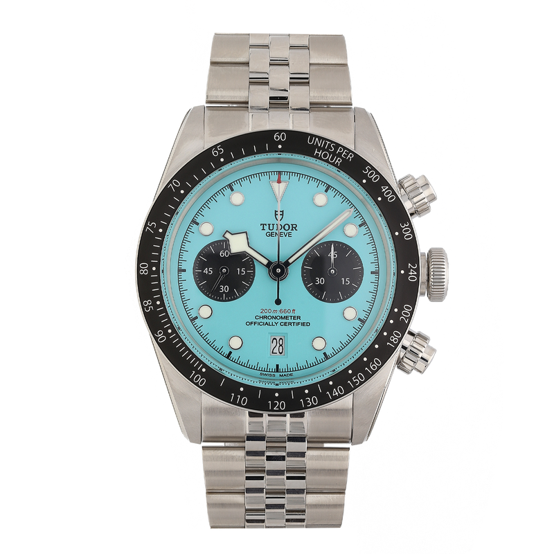 Unworn Tudor Black Bay Chronograph 79360N ‘Flamingo Blue’ 41mm Watch – 2025, Fully Stickered, Full Set