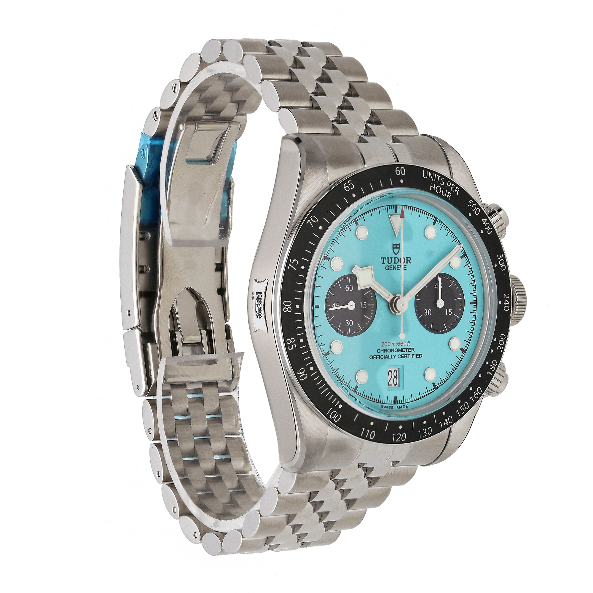 Unworn Tudor Black Bay Chronograph 79360N ‘Flamingo Blue’ 41mm Watch – 2025, Fully Stickered, Full Set