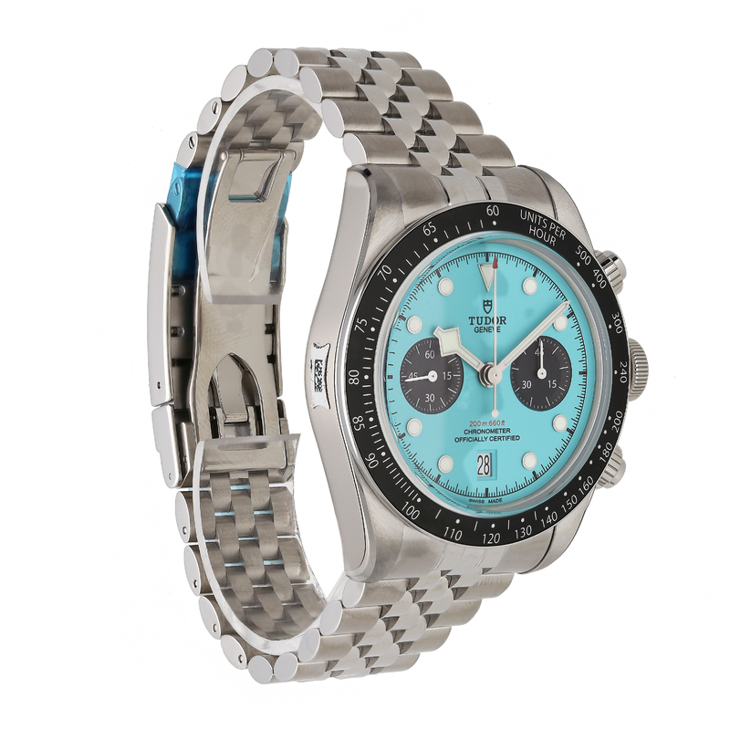 Unworn Tudor Black Bay Chronograph 79360N ‘Flamingo Blue’ 41mm Watch – 2025, Fully Stickered, Full Set