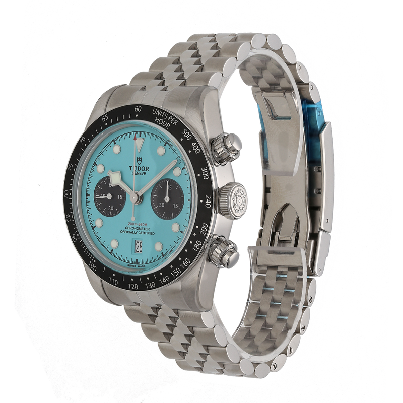 Unworn Tudor Black Bay Chronograph 79360N ‘Flamingo Blue’ 41mm Watch – 2025, Fully Stickered, Full Set