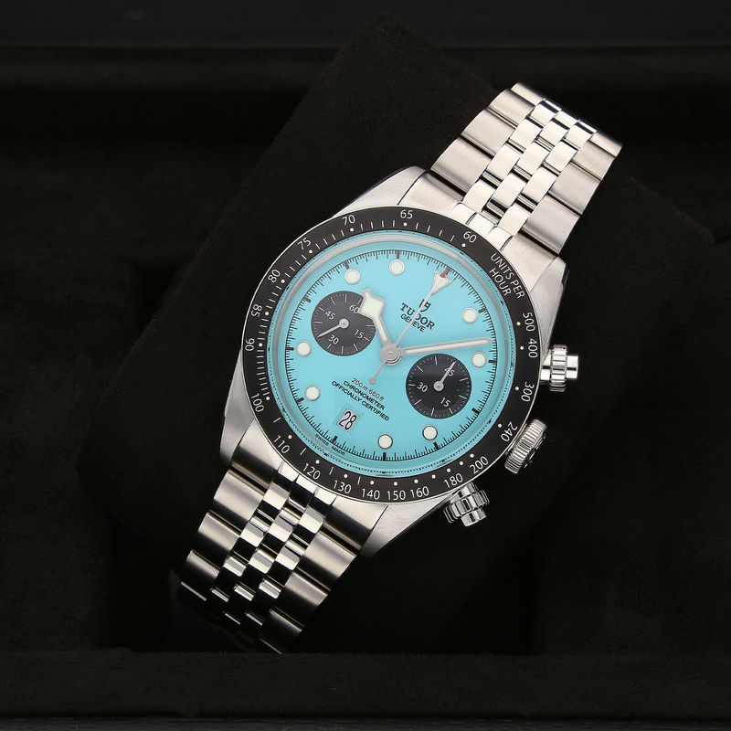Unworn Tudor Black Bay Chronograph 79360N ‘Flamingo Blue’ 41mm Watch – 2025, Fully Stickered, Full Set