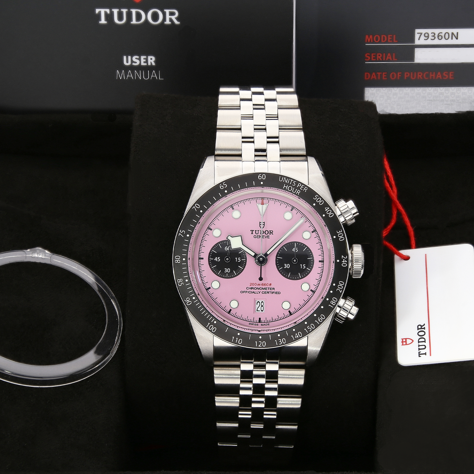 Unworn Tudor Black Bay Chronograph 79360N ‘Miami Pink’ 41mm Watch – 2025, Fully Stickered, Full Set