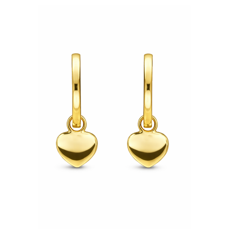 Yellow Gold Vermeil Heart Drop Huggie Hoop Earrings