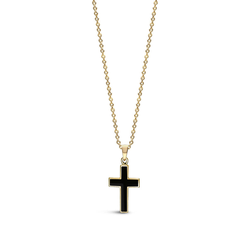 Yellow Gold Vermeil Whitby Jet Cross Pendant