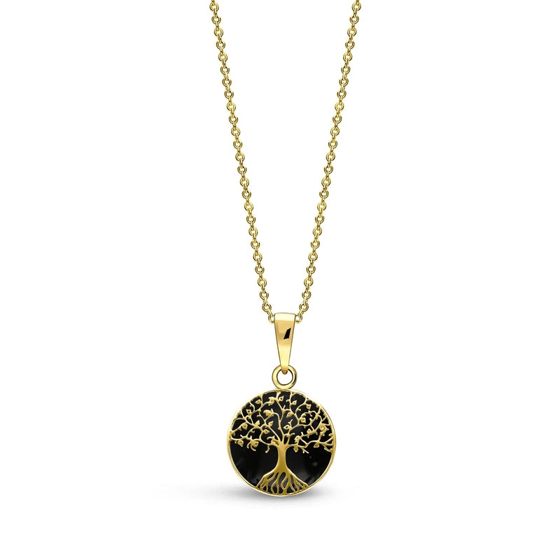 Yellow Gold Vermeil Whitby Jet XS Tree of Life Pendant