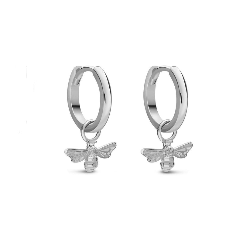Sterling Silver Bee Huggie Hoop Earrings