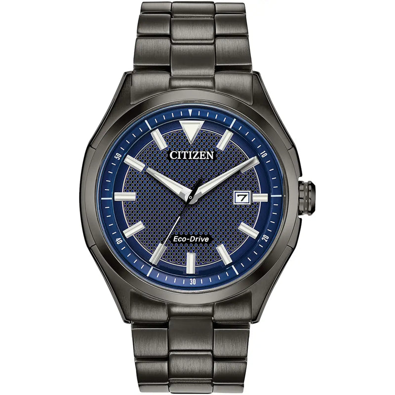 Citizen Eco-Drive Men’s Black Stainless Steel Blue Dial Watch AW1147-52L