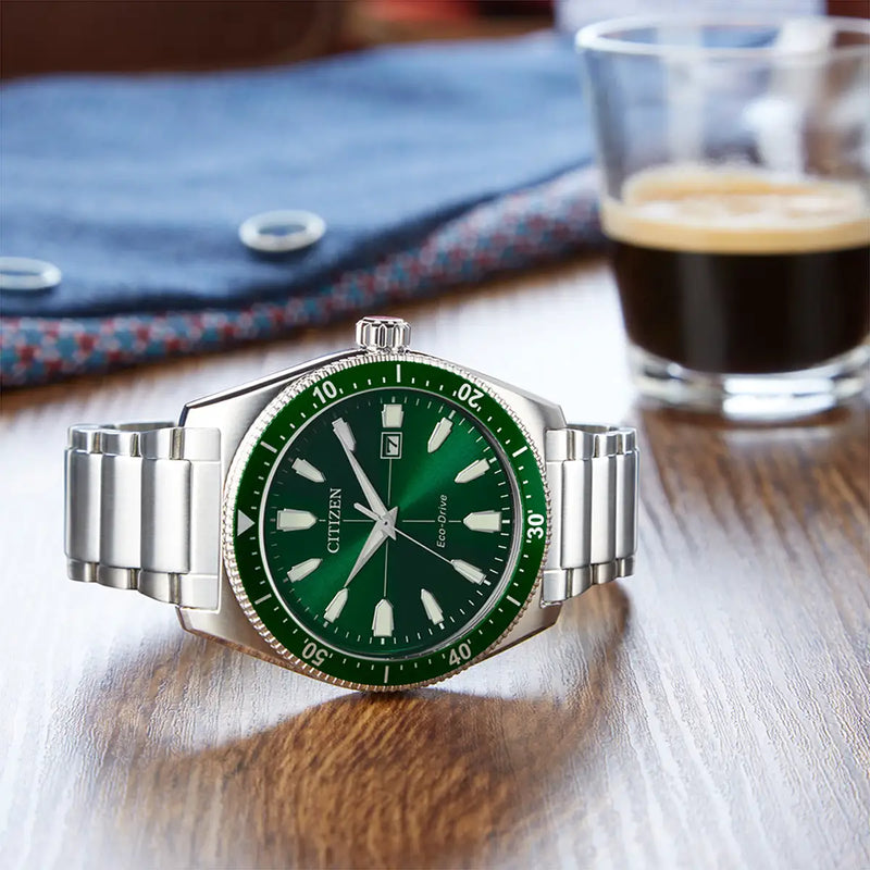 Citizen Vintage Sport Eco-Drive Men’s Green Dial Stainless Steel Watch AW1598-70X