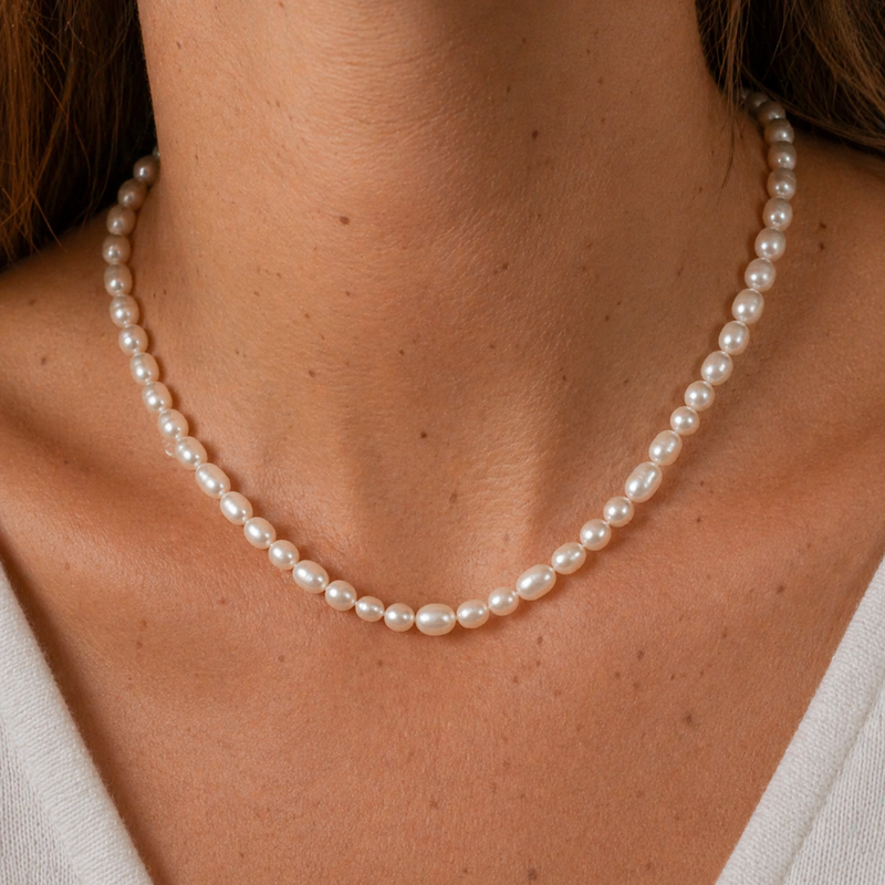 9ct Yellow Gold Pearl Necklace 7.5mm