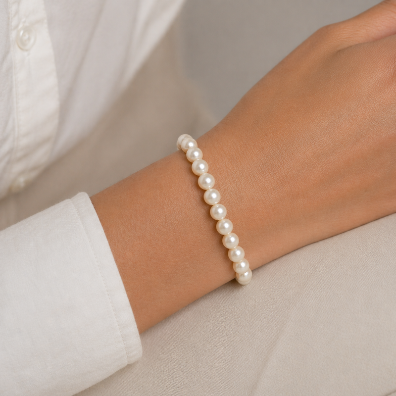 9ct Yellow Gold Pearl Bracelet 7.5mm