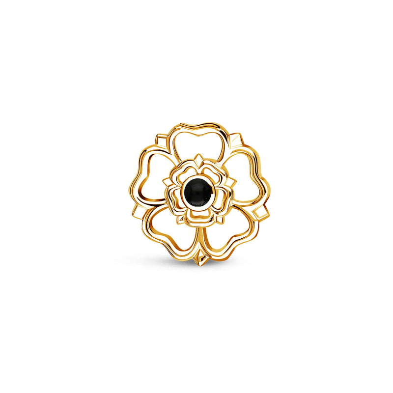 Yellow Gold Vermeil Whitby Jet Yorkshire Rose Brooch