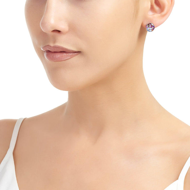 Sterling Silver Purple Haze Round Stud Earrings