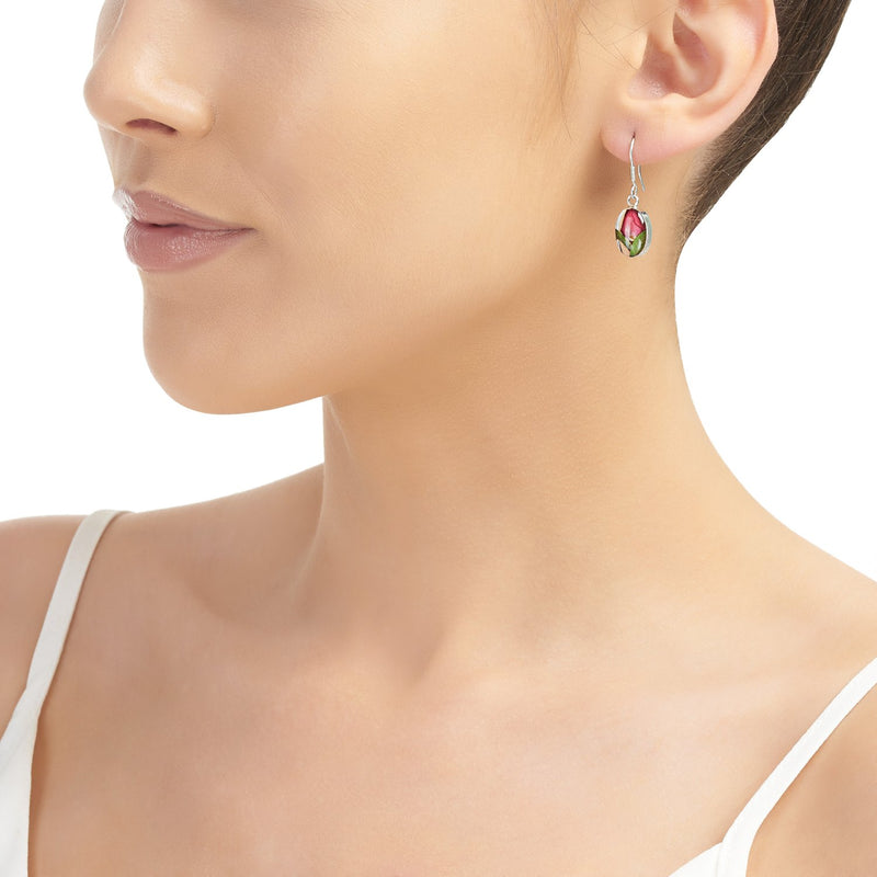 Sterling Silver Rose Bud Earrings