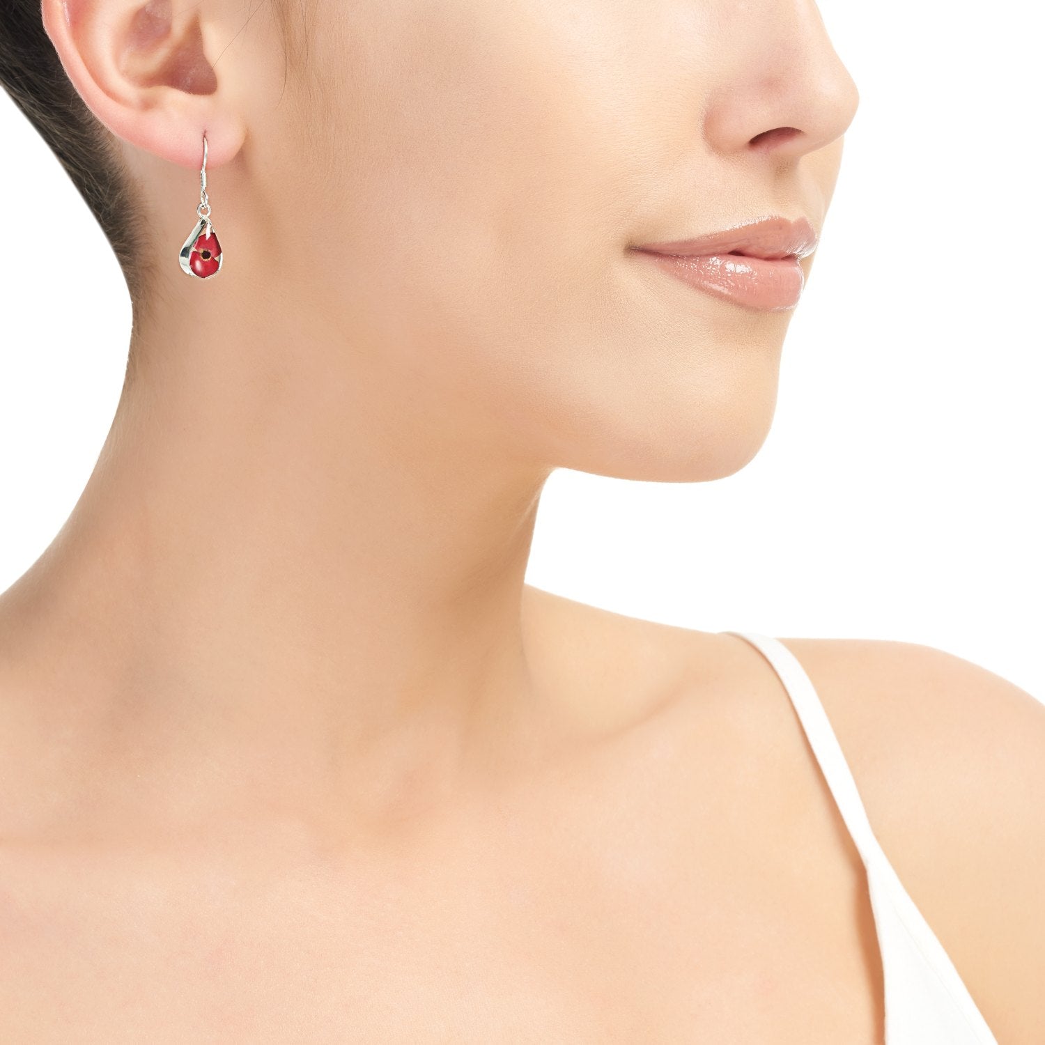 Sterling Silver Small Poppy Teardrop Earrings