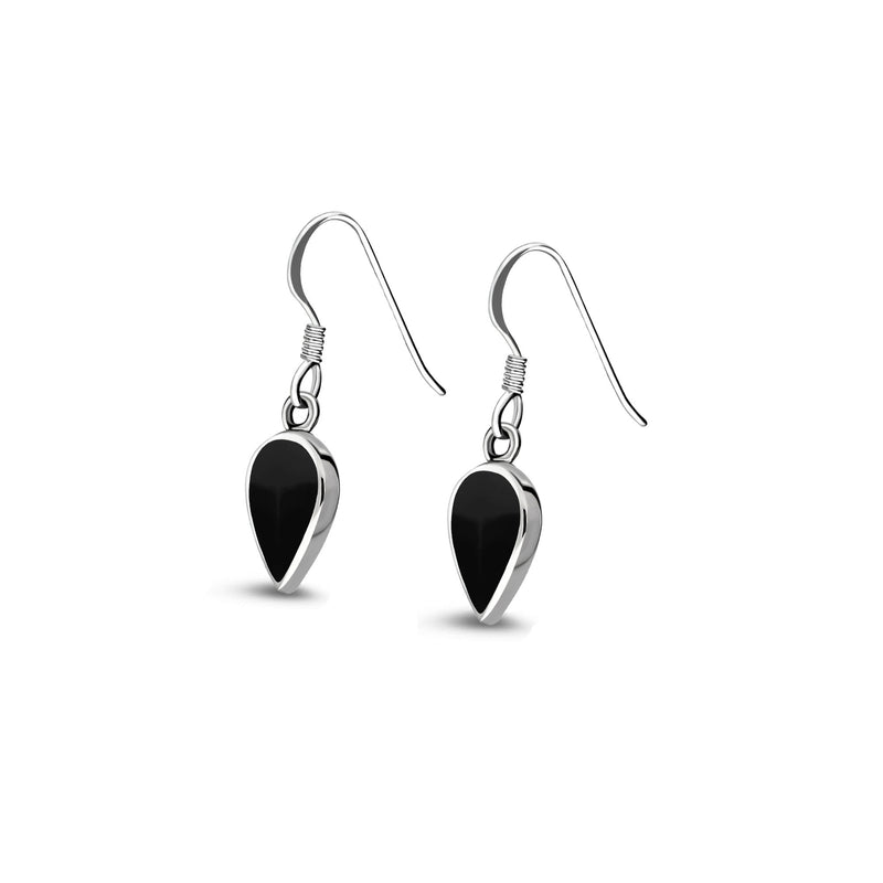 Sterling Silver Whitby Jet Inverted Teardrop Earrings