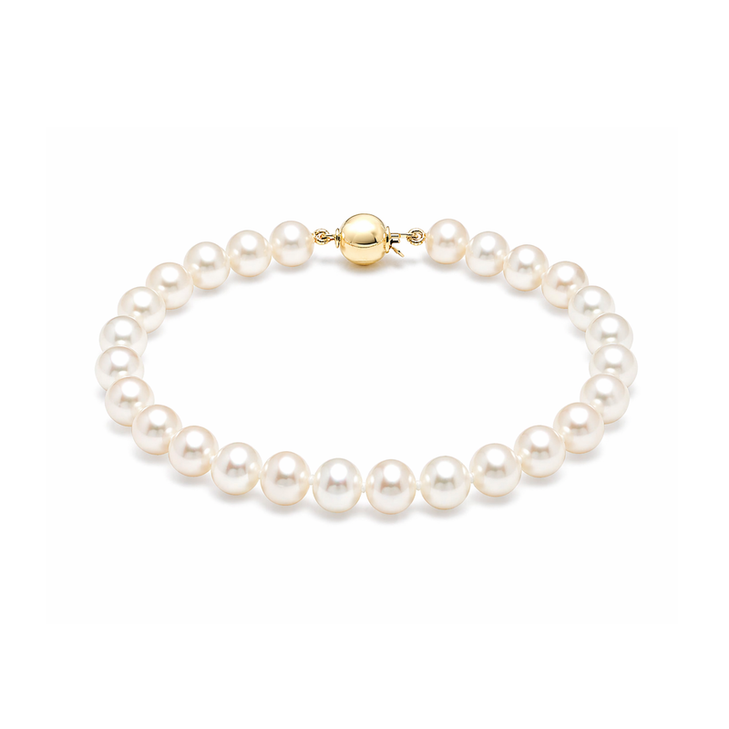 9ct Yellow Gold Pearl Bracelet 7.5mm