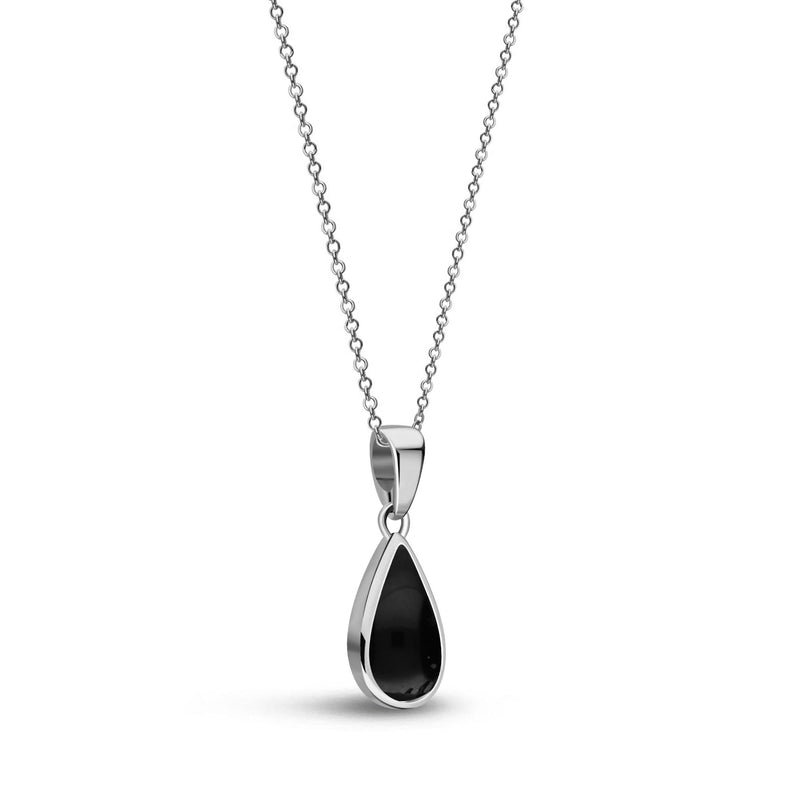 Sterling Silver Whitby Jet Teardrop Pendant