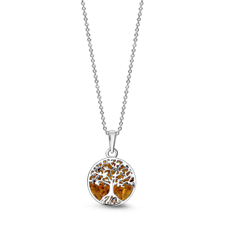 Sterling Silver Amber Small Tree of Life Pendant