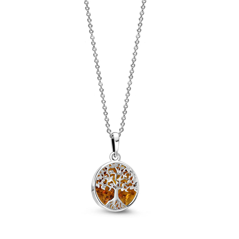 Sterling Silver Amber Small Tree of Life Pendant