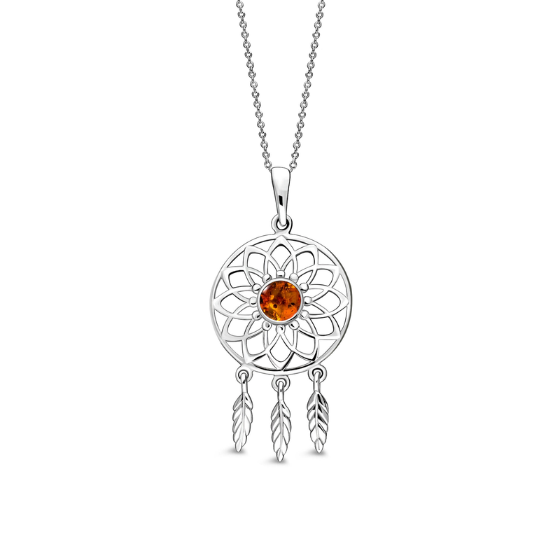 Sterling Silver Amber Dream Catcher