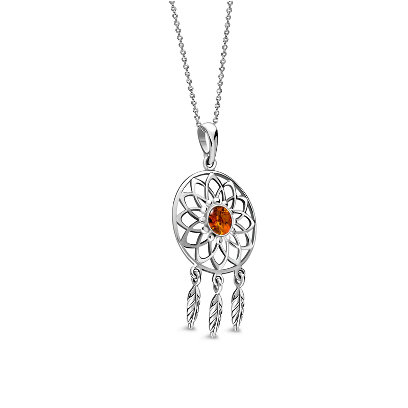 Sterling Silver Amber Dream Catcher