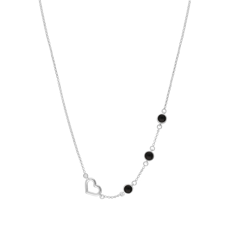 Sterling Silver Whitby Jet Heart Necklace