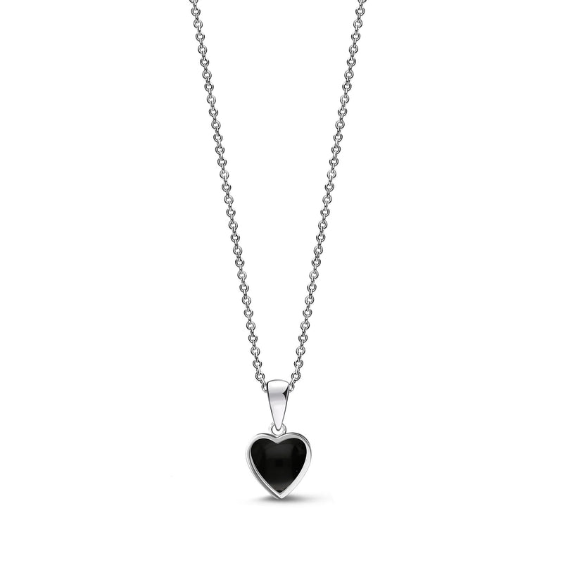 Sterling Silver Whitby Jet Dinky Heart Pendant