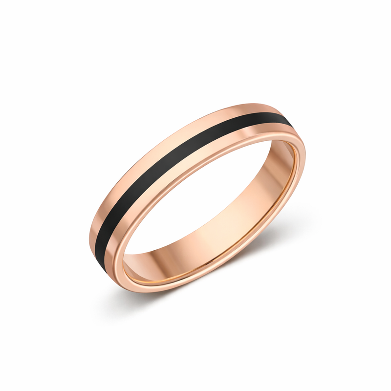 Whitby Jet 4mm Soft Court Band with 1.5mm Half Inlay