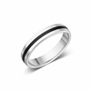 Whitby Jet 4mm Band with 1.5mm Half Inlay Ring