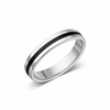 Whitby Jet 4mm Band with 1.5mm Half Inlay Ring