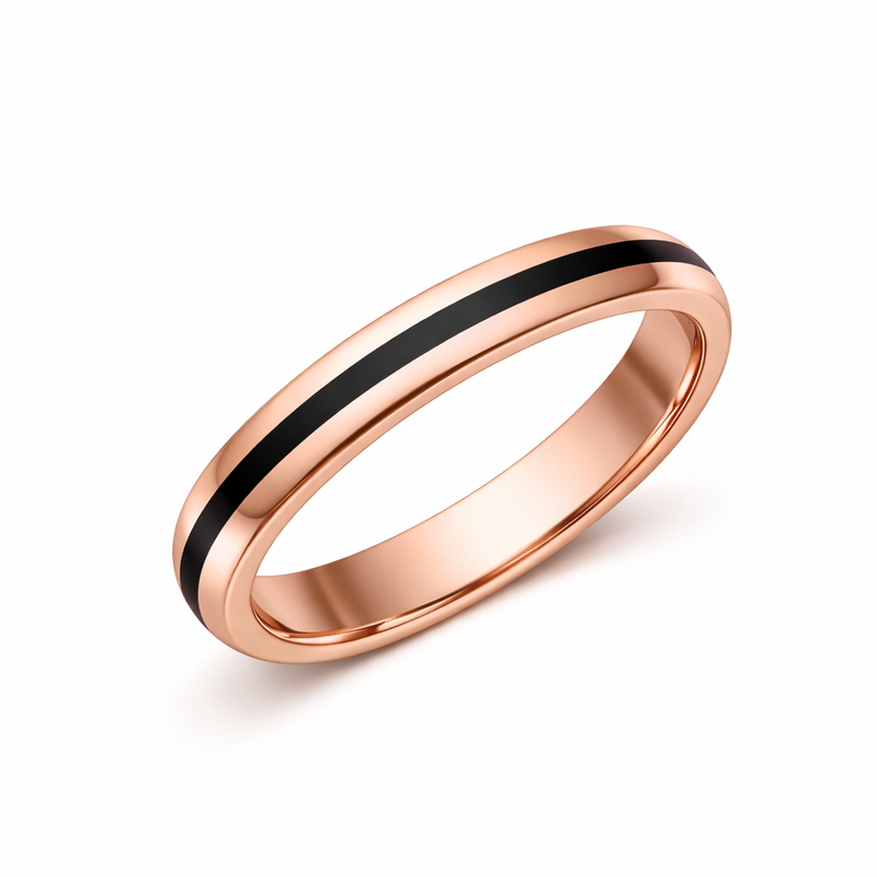 Whitby Jet 4mm Traditional Court Band with 1.5mm Half Inlay