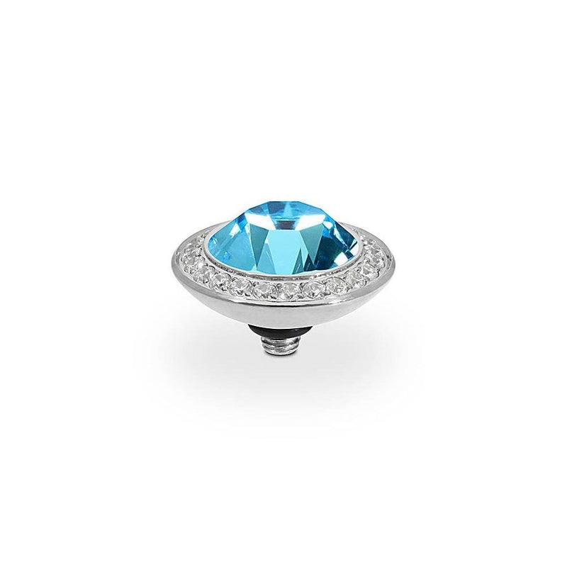 Tondo Deluxe Silver and Aquamarine Crystal Ring Gem Top, 13mm