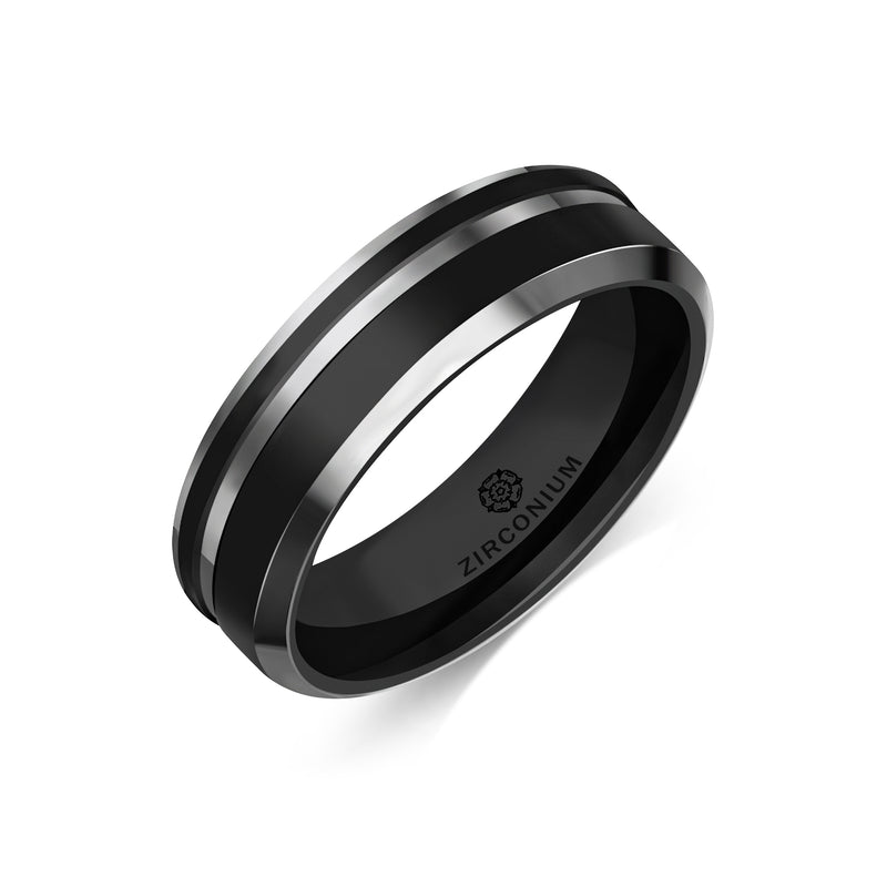 Zirconium Flat Court Chamfered Ring