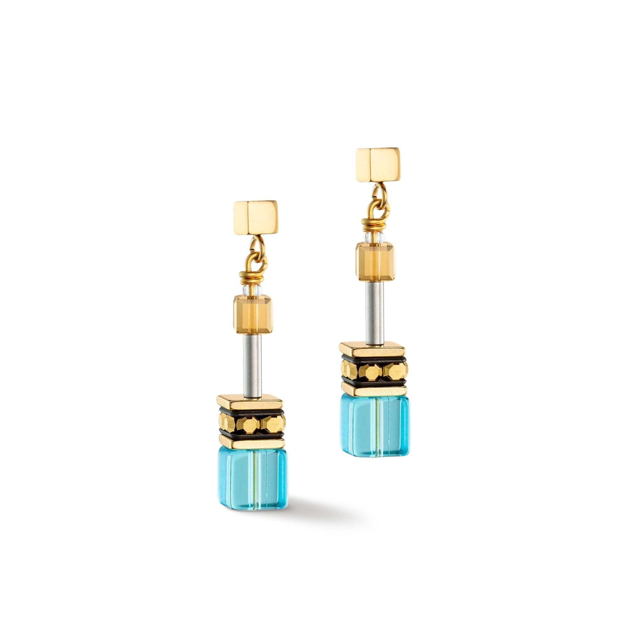 GeoCUBE Iconic Gold Turquoise Earrings