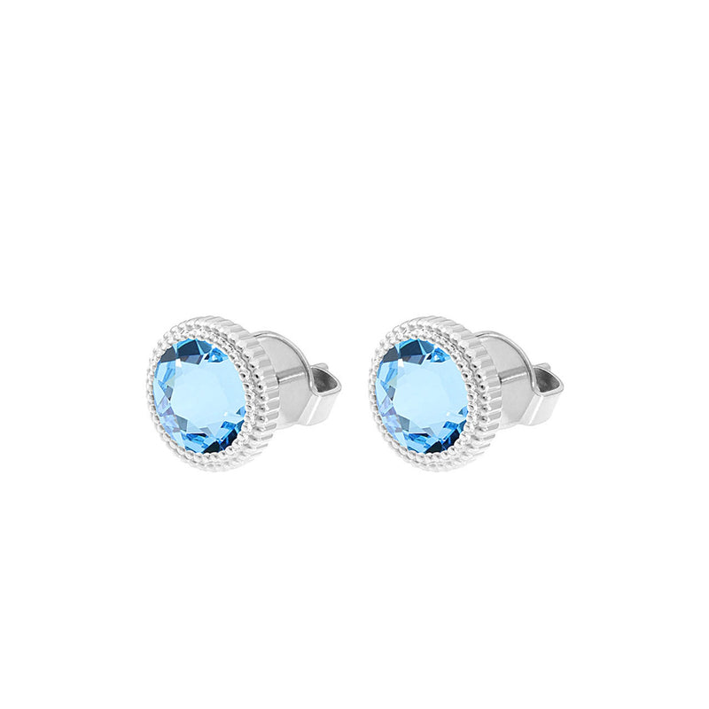 Silver Fabero and Aquamarine Crystal Stud Earrings