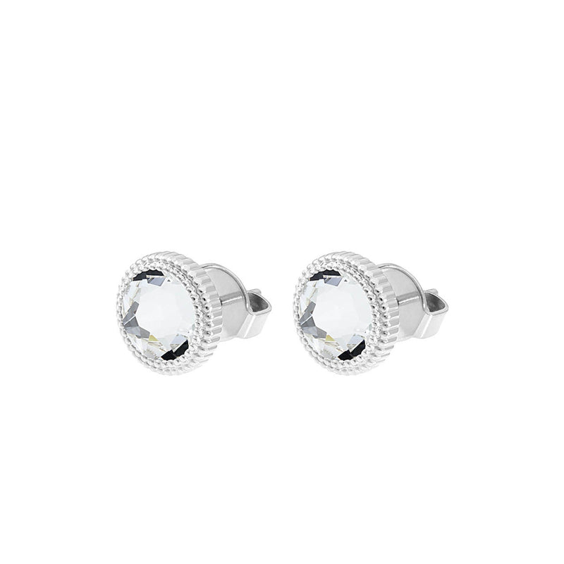 Silver Fabero and Crystal Stud Earrings